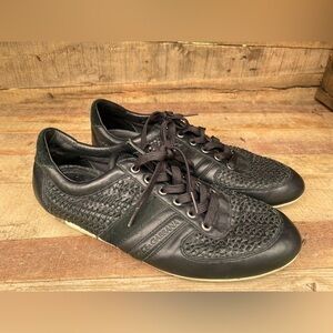 Dolce & Gabanna Black woven leather low top sneakers
